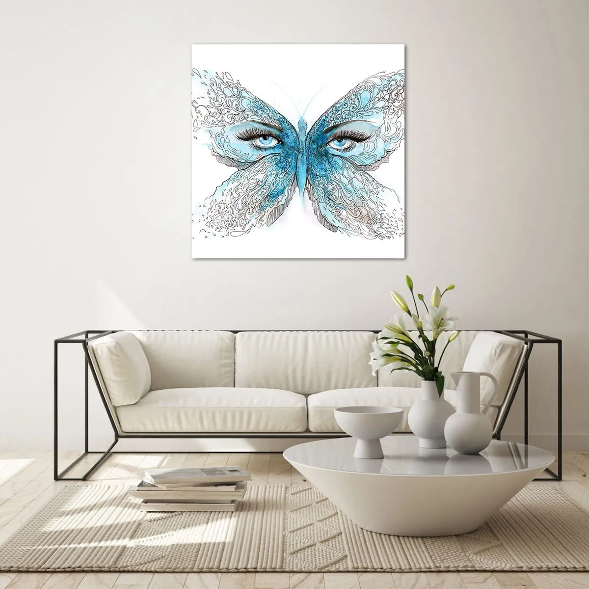 Glasbild - Bild auf glas - Eros Blaumeise - 50x50 cm