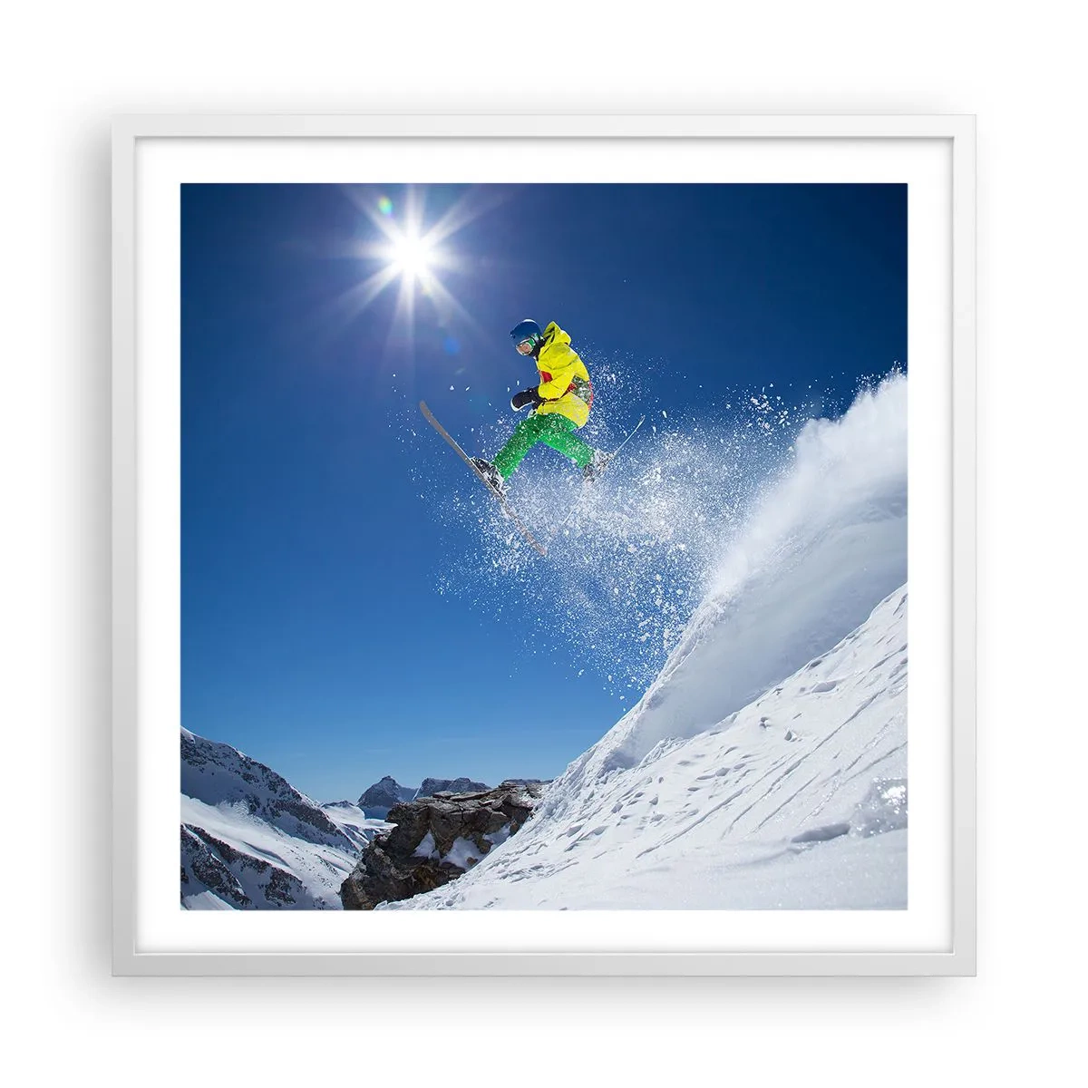 Poster in einem weißen Rahmen - Tanzen mit den Bergen - 60x60 cm