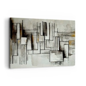 Bild auf Leinwand - Leinwandbild - Abstrakte Rechtecke in Grau- und Schwarztönen - 100x70cm - Kraft der Einfachheit - Moderne Wanddekoration für Wohnzimmer und Schlafzimmer ARTTOR