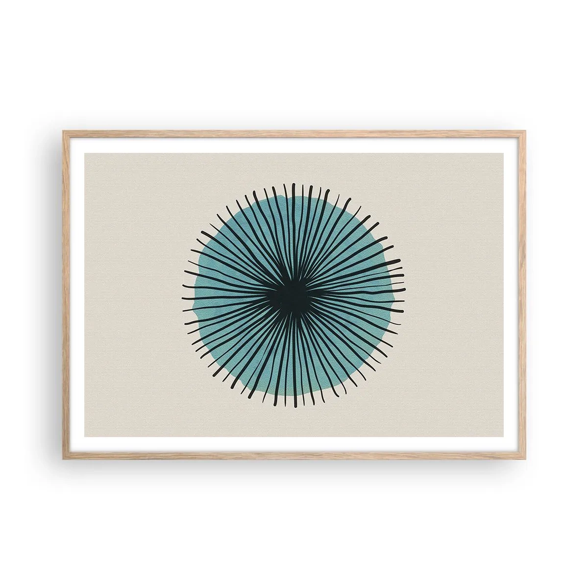 Poster in einem Rahmen aus heller Eiche - Strahlend im Blau - 100x70 cm