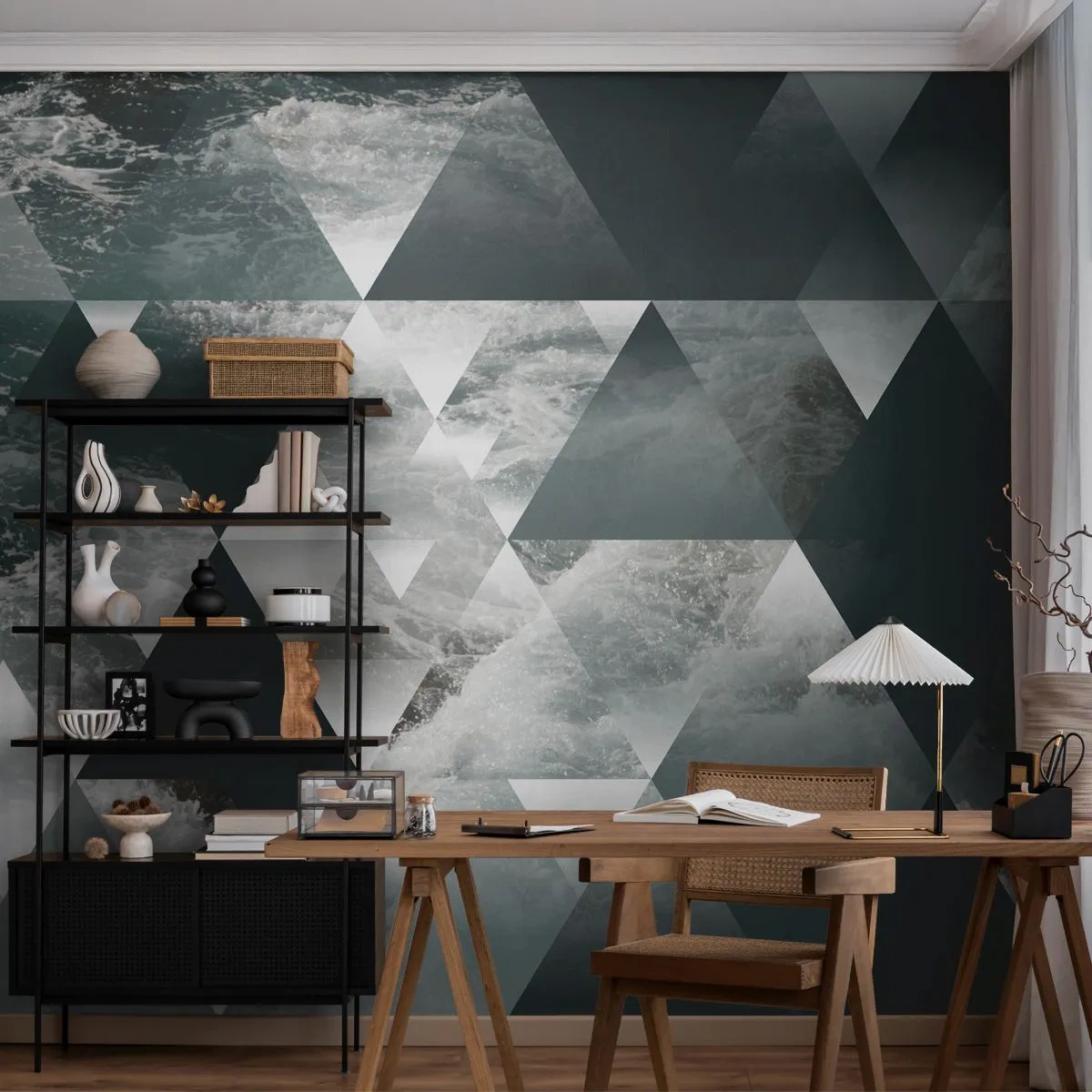 Fototapete Premium Canvas - Kristallperspektive - Abstraktion, Wellen, Stück - 350x256 cm