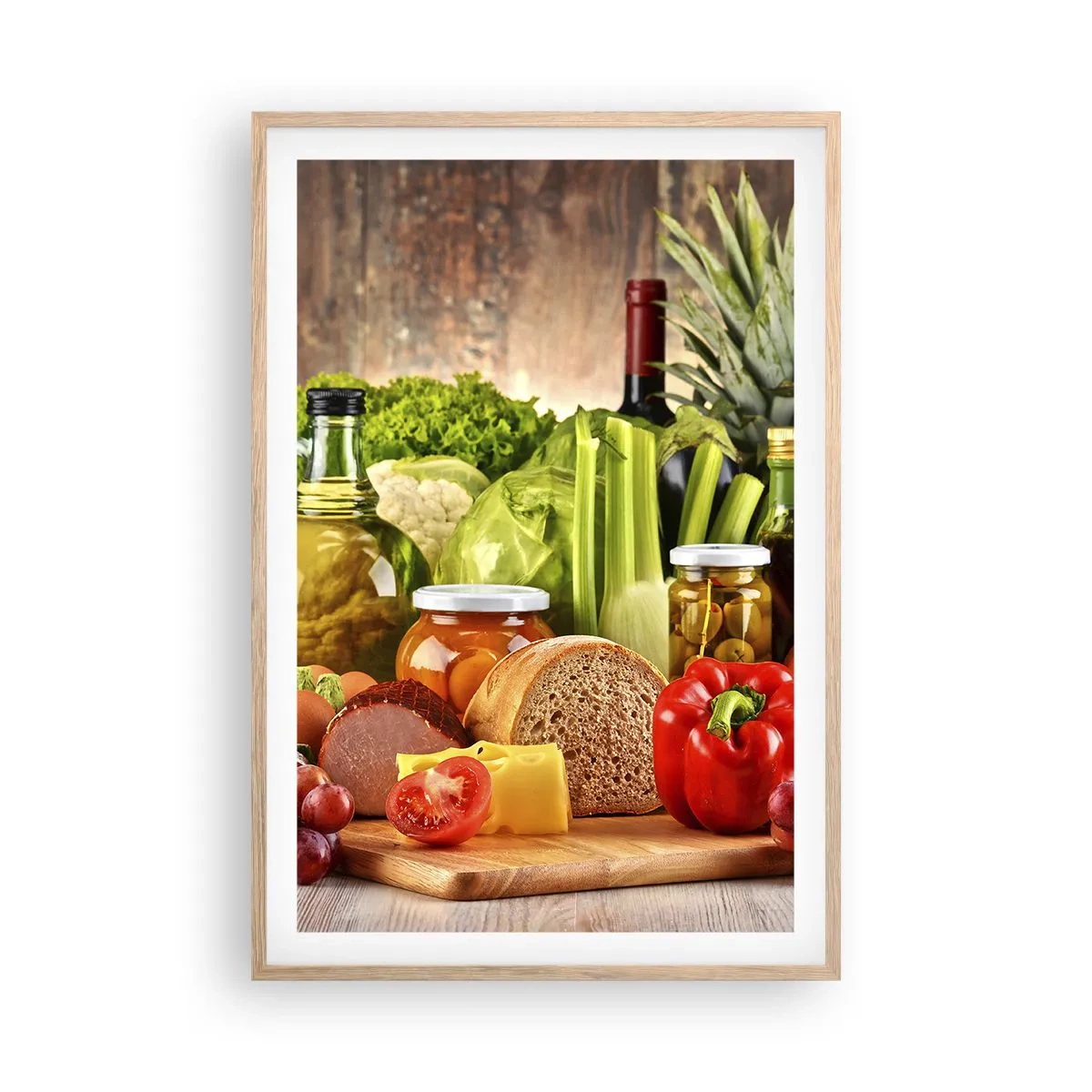 Poster in einem Rahmen aus heller Eiche - Geräuchert, gebacken und eingelegt - 61x91 cm