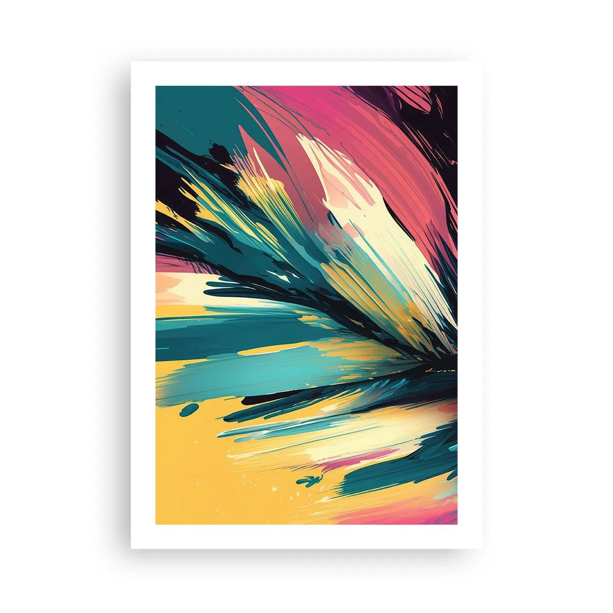 Poster - Eine abstrakte Farbexplosion in einem dynamischen Arrangement - 50x70cm - Komposition – eine Explosion der Freude - Moderne Wanddekoration für Wohnzimmer und Schlafzimmer ARTTOR