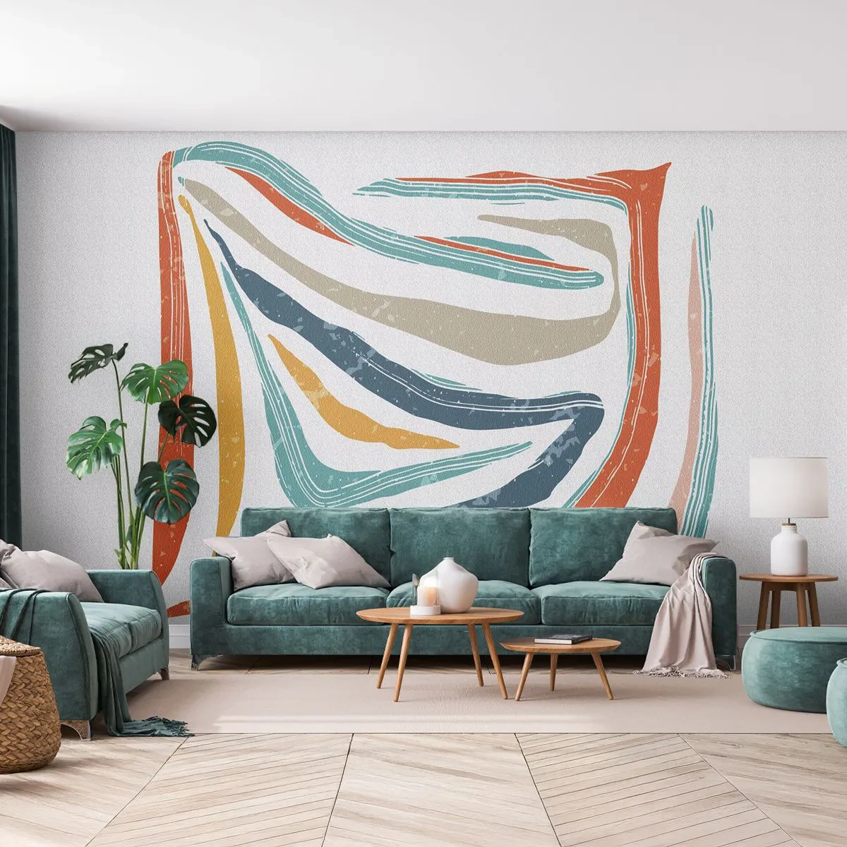 Fototapete Premium Sand - Abstraktion mit einem freundlichen Lächeln - Boho, Stück, Modern - 100x70 cm