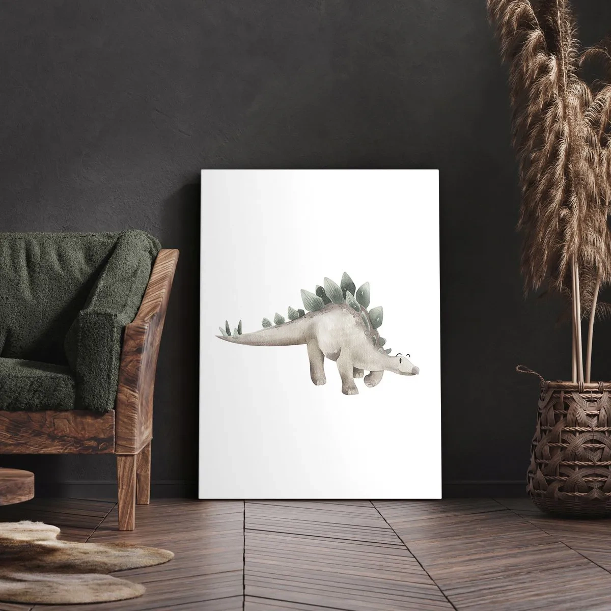 Bild auf Leinwand - Leinwandbild - Ein süßer Dinosaurier in Pastellfarben - 70x100cm - Euer Freund - Moderne Wanddekoration für Wohnzimmer und Schlafzimmer ARTTOR