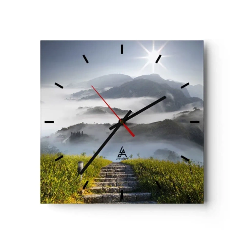 Wanduhr - Glasuhr - Immer noch den Wolken entgegen - 40x40 cm