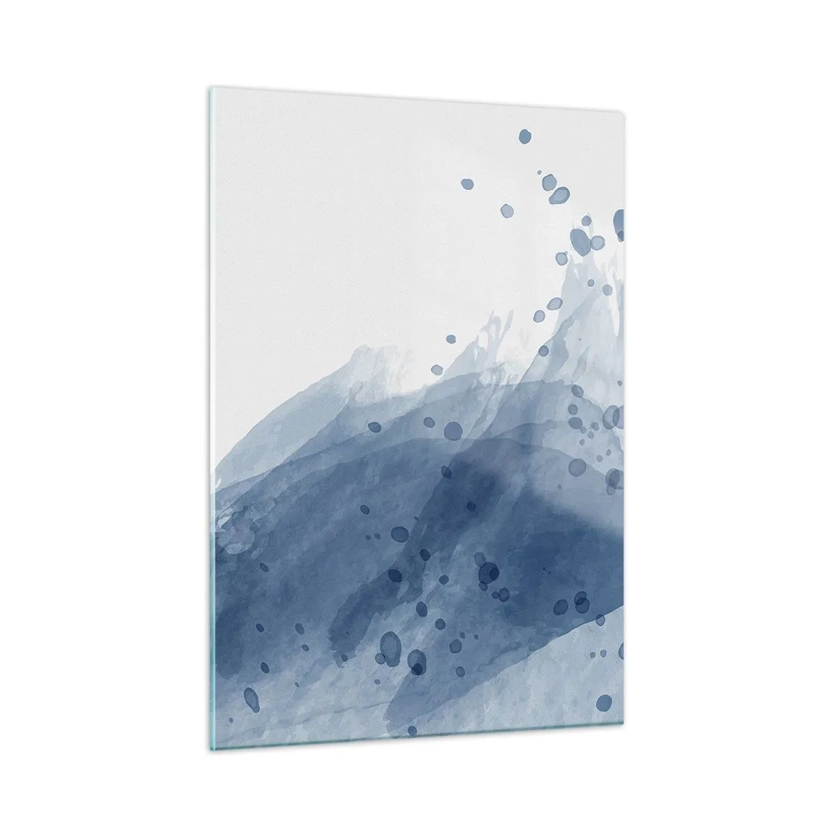 Glasbild - Bild auf glas - Aquarellfleck in Blautönen - 50x70cm - Blauer Tüll - Moderne Wanddekoration für Wohnzimmer und Schlafzimmer ARTTOR