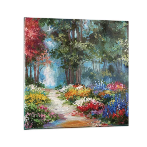 Glasbild - Bild auf glas - Waldgarten, Blumenwald - 30x30 cm