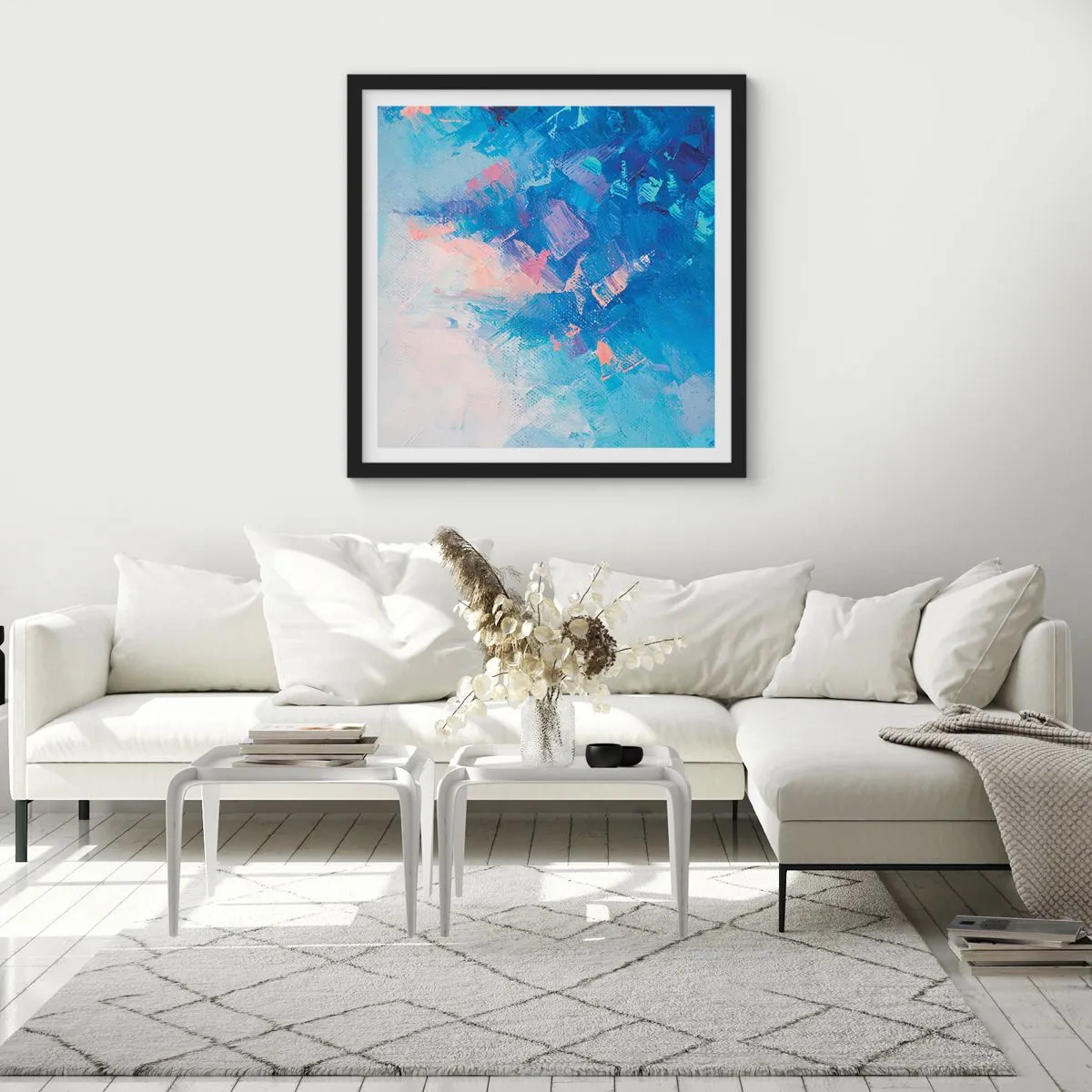 Poster in einem schwarzem Rahmen - Winter-Abstraktion - 30x30 cm