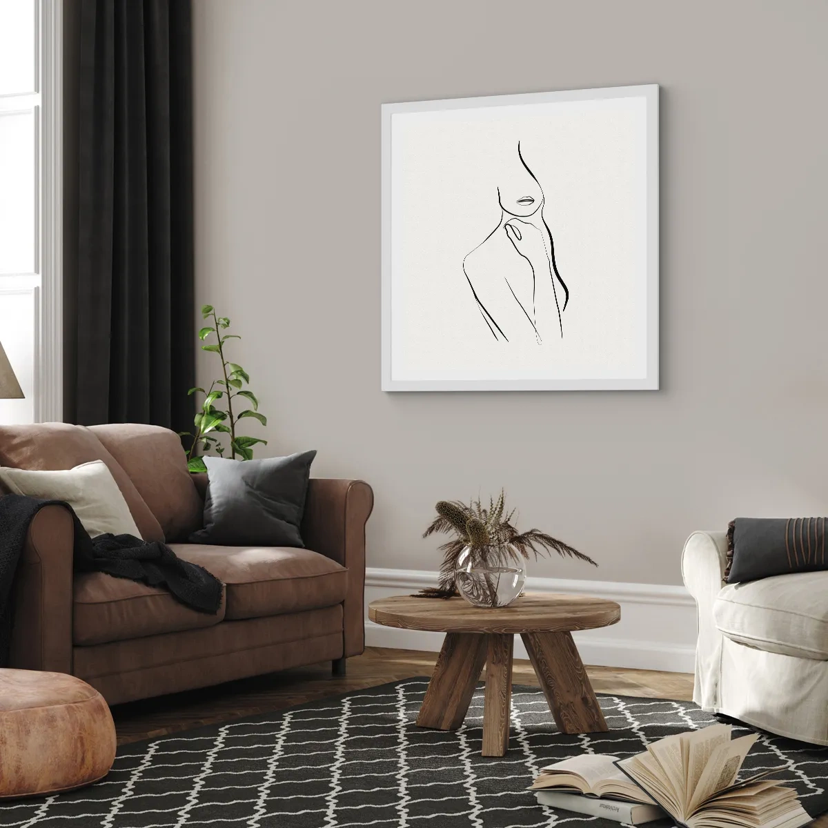 Poster in einem weißen Rahmen - Eine Welle der Melancholie - 30x30 cm