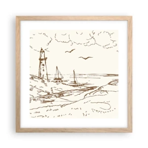 Poster in einem Rahmen aus heller Eiche - Ein Überblick über die Erinnerungen an den Sommer - 40x40 cm