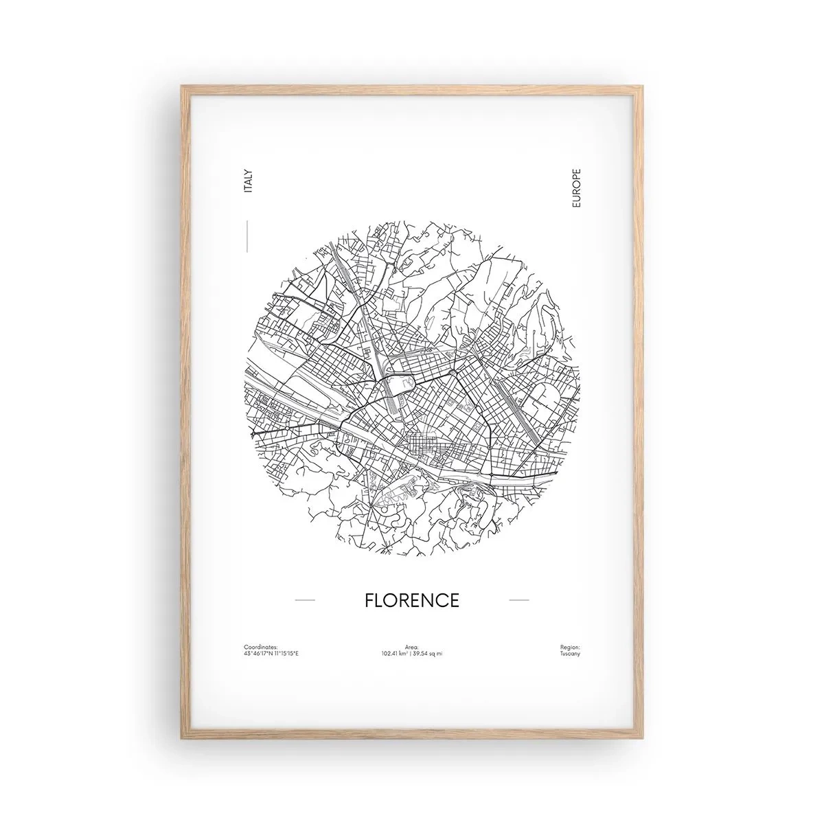 Poster in einem Rahmen aus heller Eiche - Anatomie von Florenz - 70x100 cm