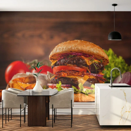 Fototapete Standard Eco - Die verbotene Frucht - Gastronomie, Hamburger, Burger - 400x280 cm