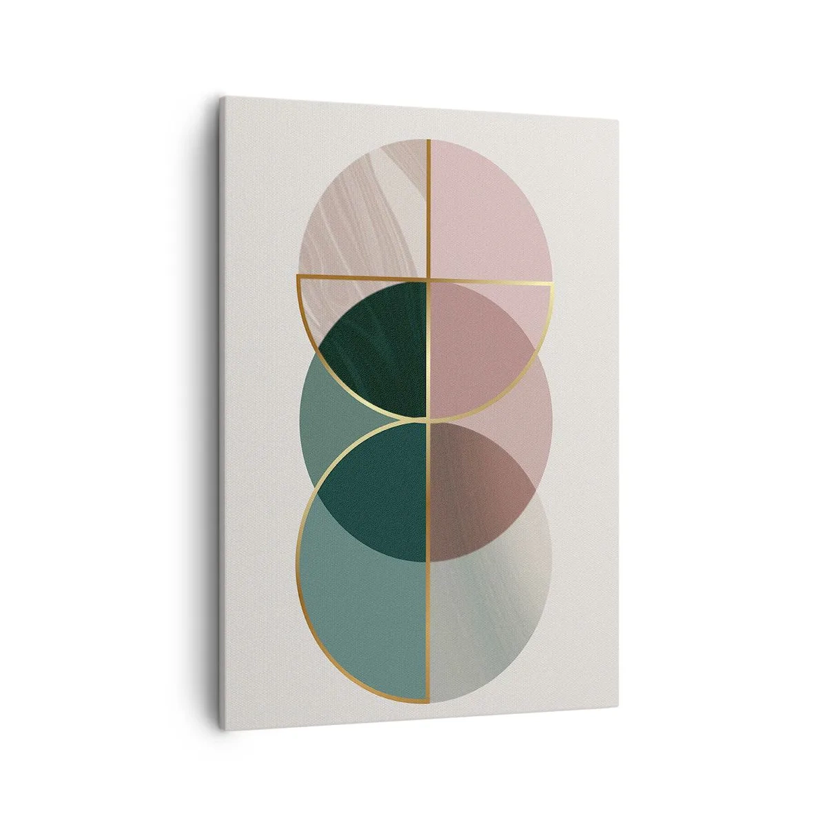 Bild auf Leinwand - Leinwandbild - Eine abstrakte Komposition aus geometrischen Formen und goldenen Linien. - 50x70cm - Ein Rad hinter dem anderen… - Moderne Wanddekoration für Wohnzimmer und Schlafzimmer ARTTOR