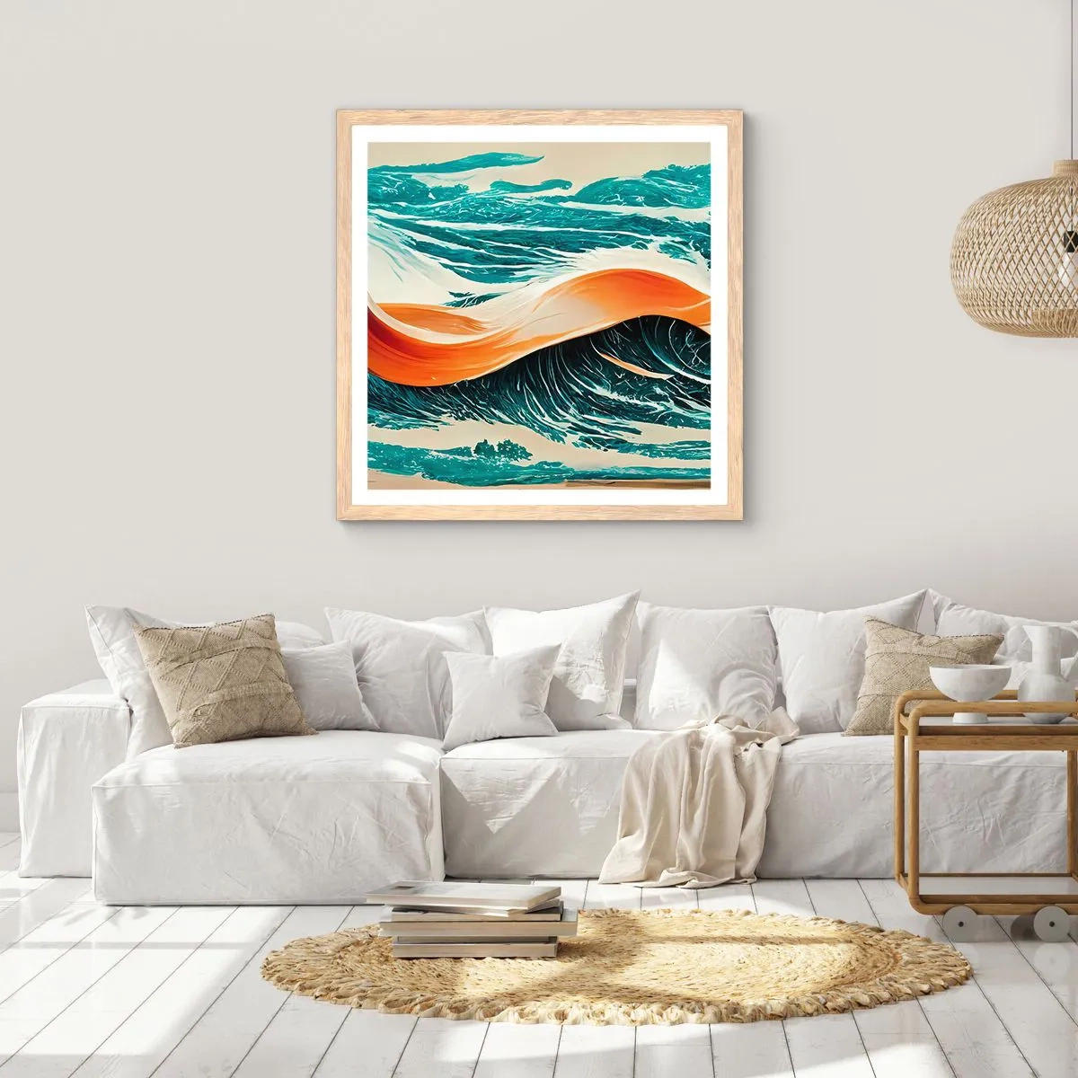 Poster in einem Rahmen aus heller Eiche - Traum eines Surfers - 60x60 cm