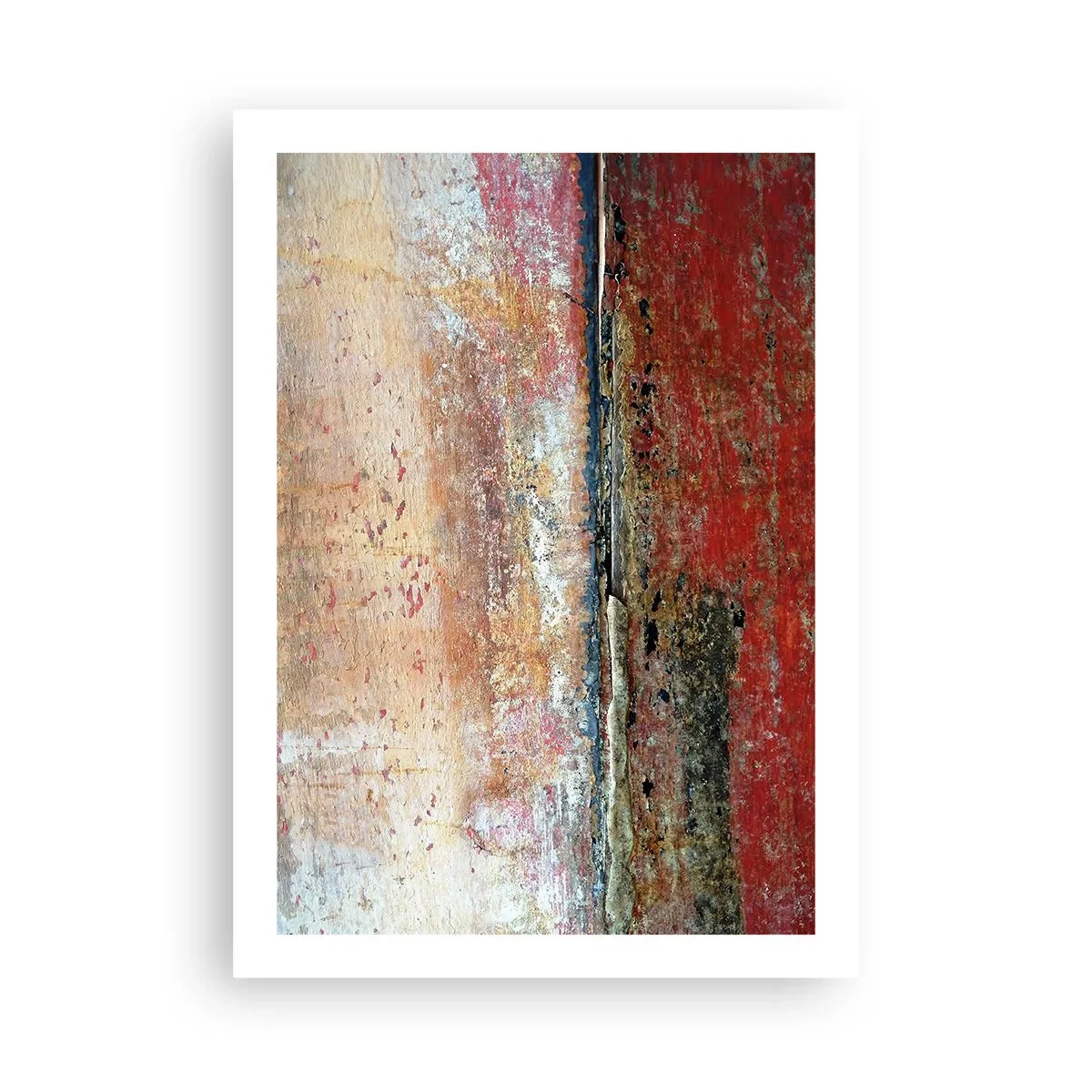 Poster - Abstrakte Textur mit Abschürfungen in Rot und Beige - 50x70cm - Vielleicht liegt es am Meer - Moderne Wanddekoration für Wohnzimmer und Schlafzimmer ARTTOR
