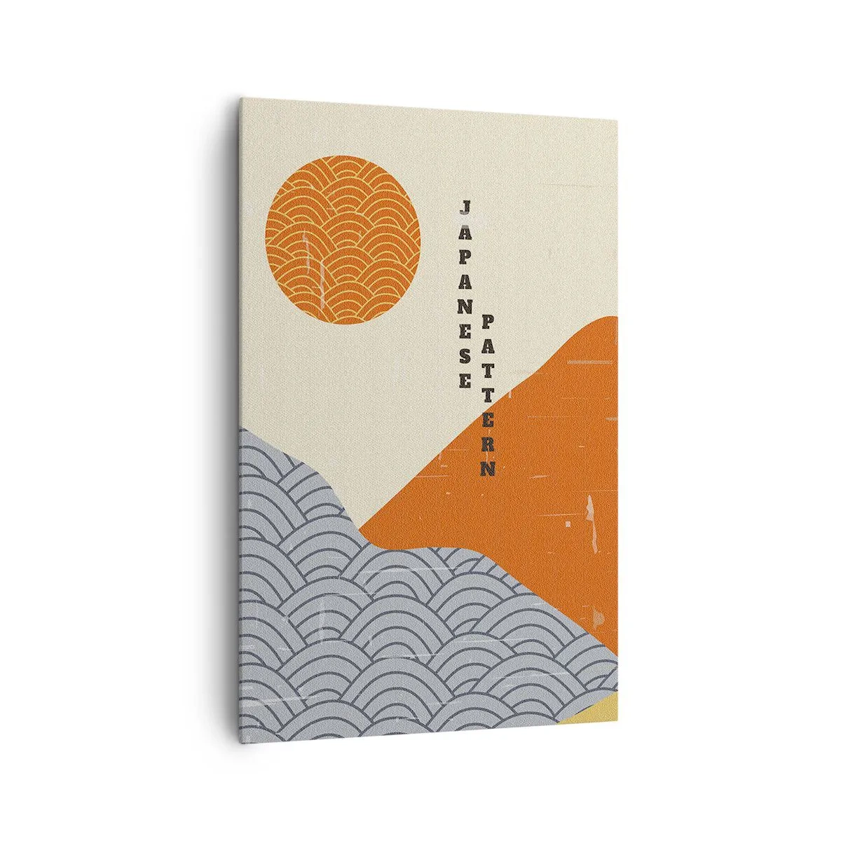Bild auf Leinwand - Leinwandbild - Japanische Muster mit Bergen, Sonne und minimalistischem Stil - 80x120cm - Im japanischen Geist - Moderne Wanddekoration für Wohnzimmer und Schlafzimmer ARTTOR