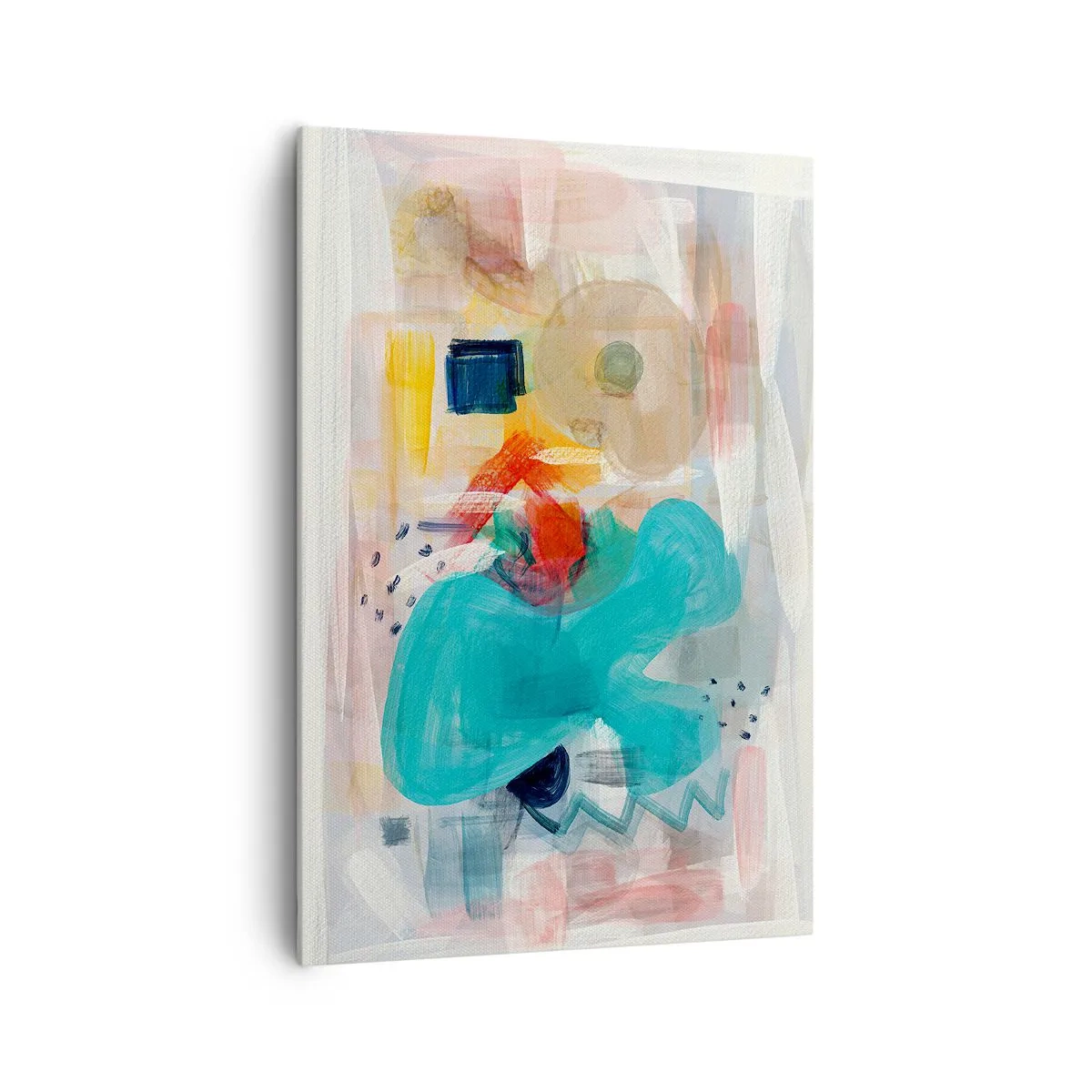 Bild auf Leinwand - Leinwandbild - Abstrakte Formen und Farben schaffen eine dynamische Komposition - 70x100cm - Buntes Spiel - Moderne Wanddekoration für Wohnzimmer und Schlafzimmer ARTTOR