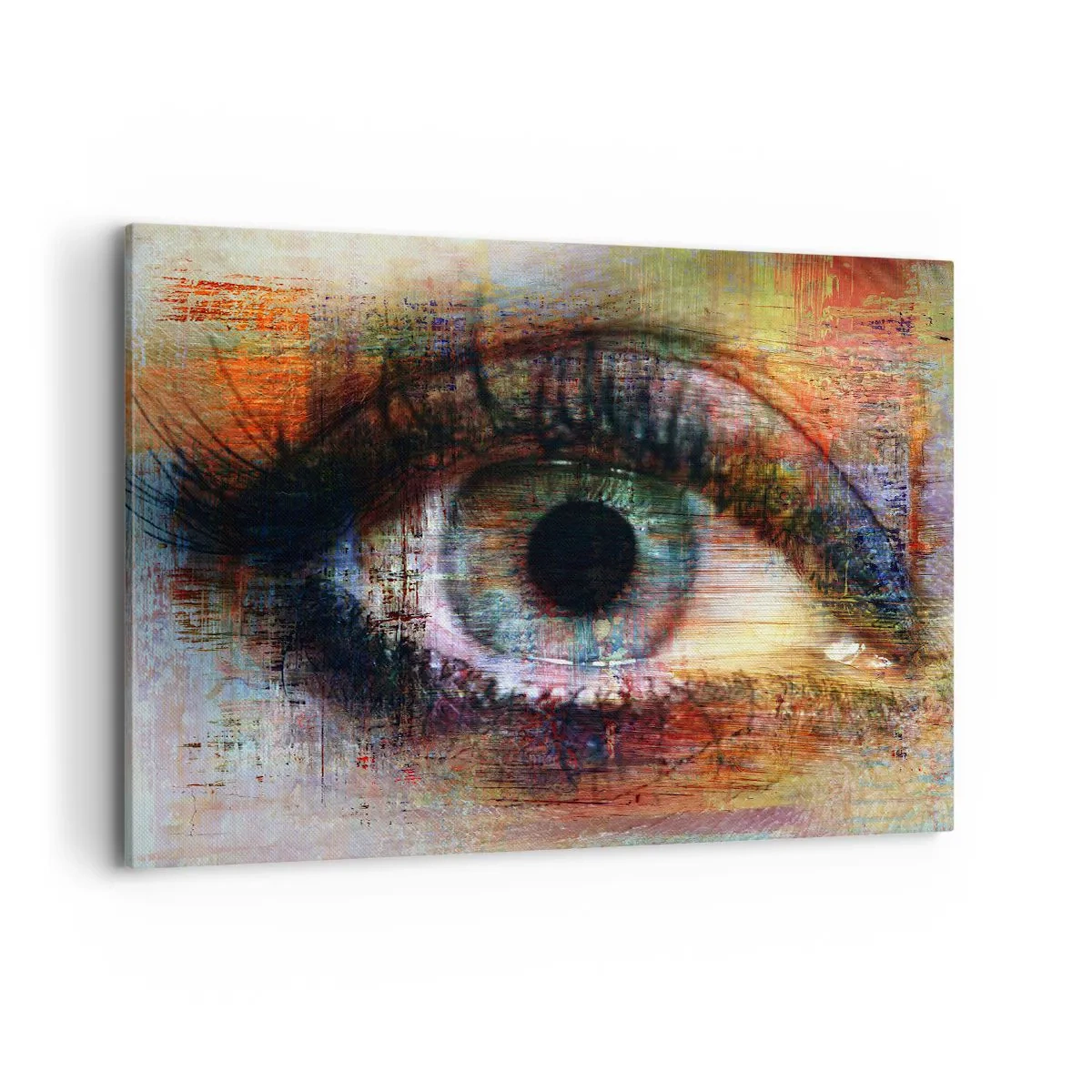 Bild auf Leinwand - Leinwandbild - Künstlerisches Auge in mehrfarbiger Abstraktion - 100x70cm - Du kannst in die Seele sehen - Moderne Wanddekoration für Wohnzimmer und Schlafzimmer ARTTOR