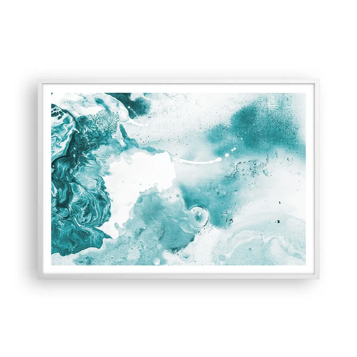 Poster in einem weißen Rahmen - Morast von Blau - 100x70 cm
