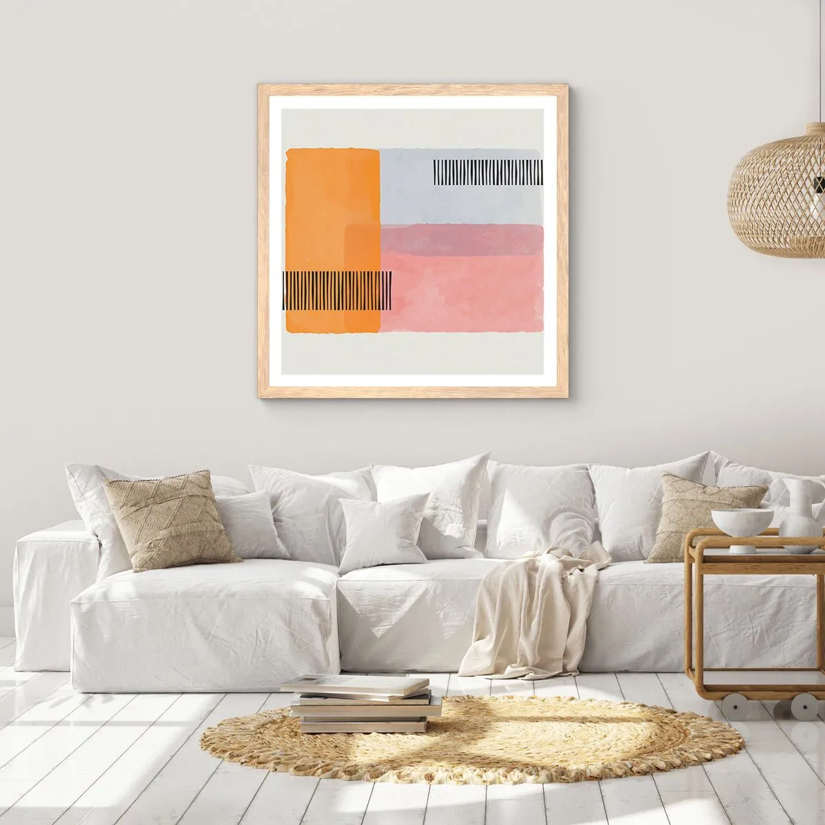 Poster in einem Rahmen aus heller Eiche - Von Ecke zu Ecke - 60x60 cm