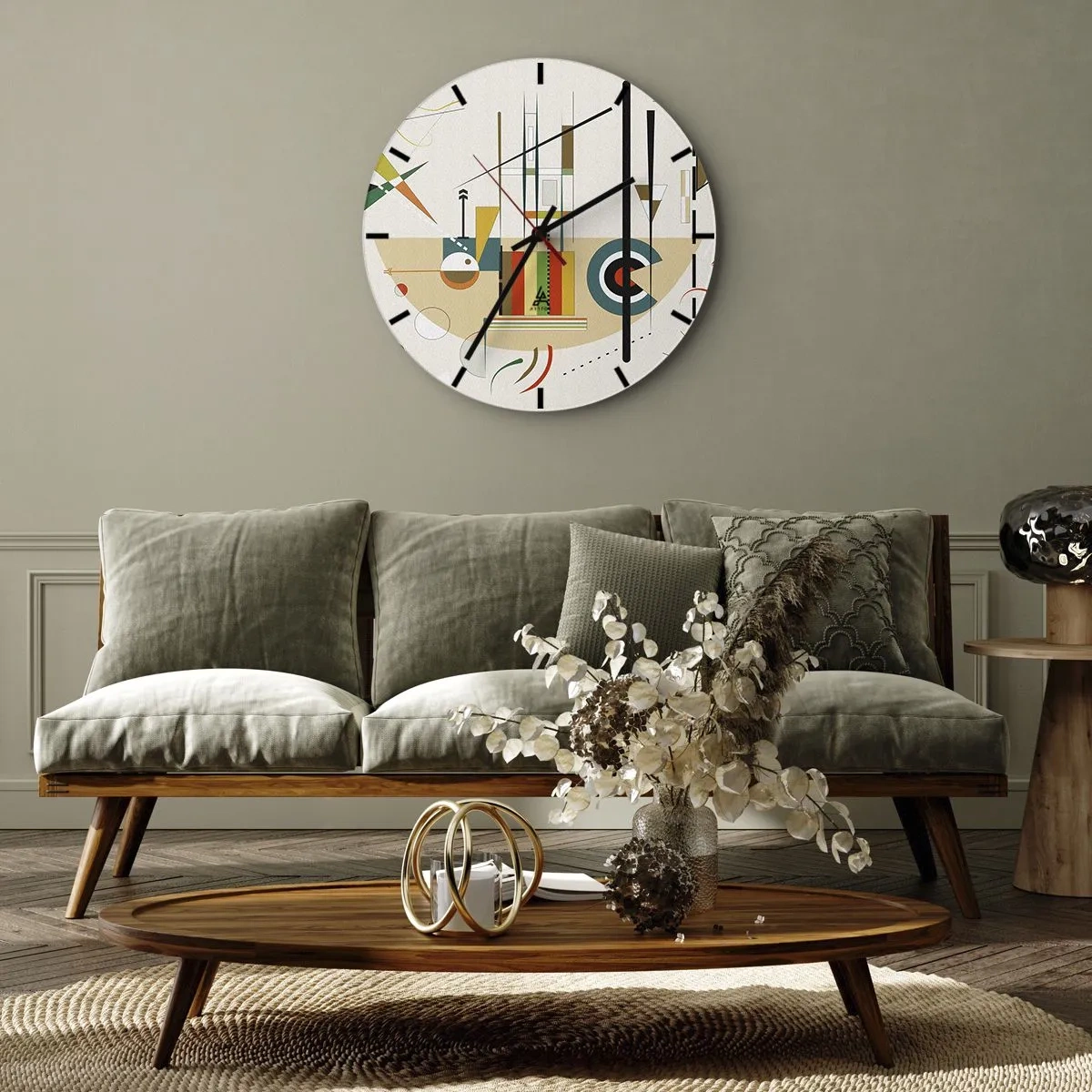 Wanduhr - Glasuhr - Geometrische Komposition im abstrakten Stil - 30x30cm - Und die Welt lacht - Moderne Wanddekoration für Wohnzimmer, Küche und Schlafzimmer ARTTOR