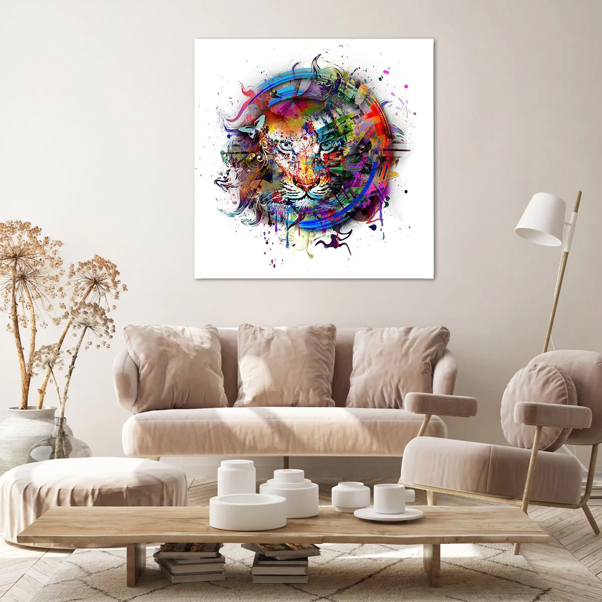 Bild auf Leinwand - Leinwandbild - Es lauert hinter einem Regenbogenschleier - 60x60 cm