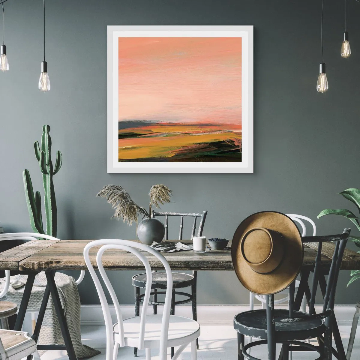 Poster in einem weißen Rahmen - In Rosatönen - 60x60 cm