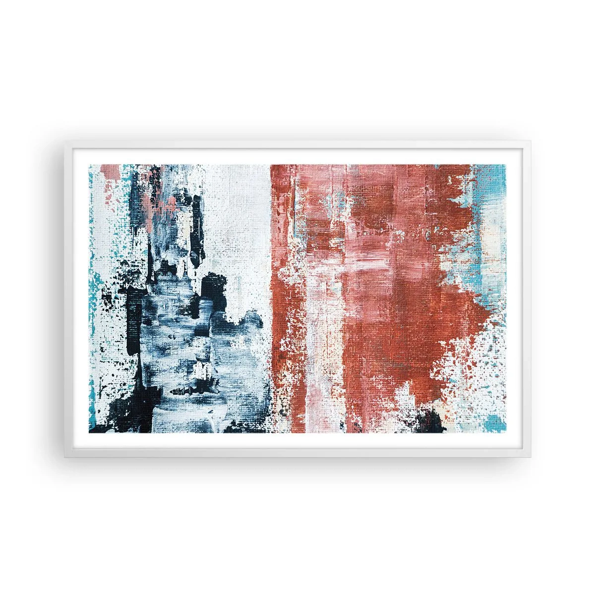 Poster in einem weißen Rahmen - Fünfzig-Fünfzig abstrakt - 91x61 cm