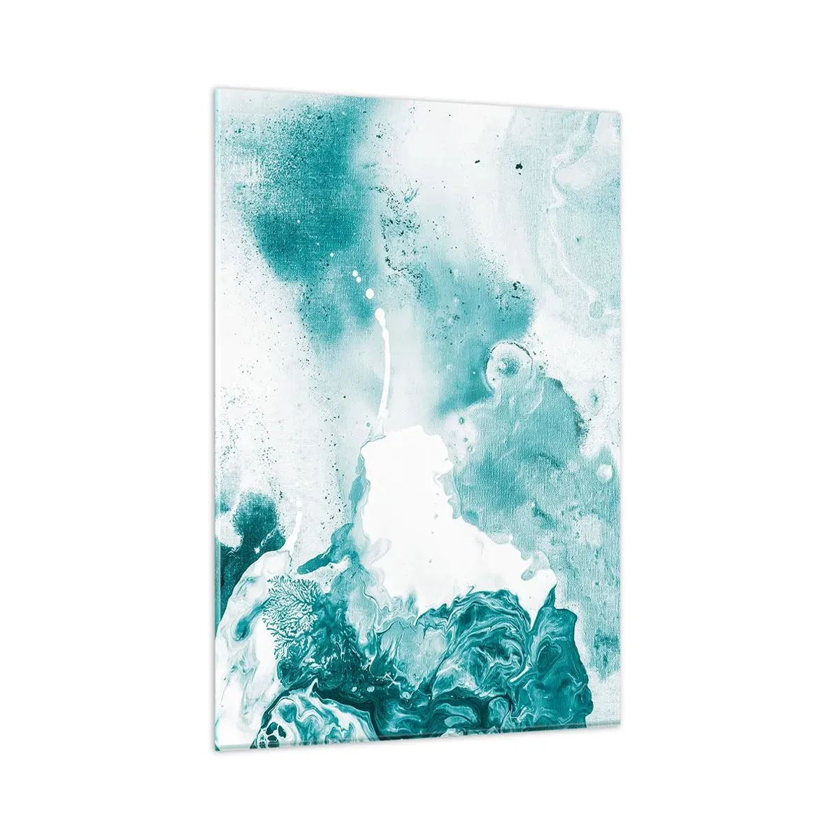 Glasbild - Bild auf glas - Abstraktion in Blautönen mit zarten Akzenten in Weiß - 80x120cm - Morast von Blau - Moderne Wanddekoration für Wohnzimmer und Schlafzimmer ARTTOR