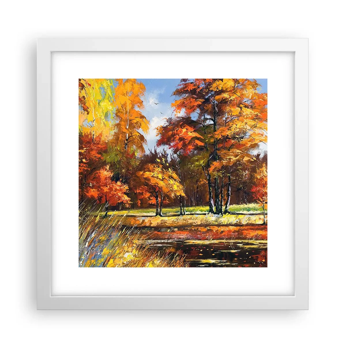 Poster in einem weißen Rahmen - Landschaft in Gold und Bronze - 30x30 cm