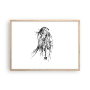 Poster in einem Rahmen aus heller Eiche - Im anmutigen Trab - 70x50 cm