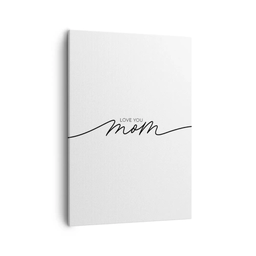 Bild auf Leinwand - Leinwandbild - Minimalistische Love You Mom-Inschrift auf weißem Hintergrund - 50x70cm - Große Emotionen - Moderne Wanddekoration für Wohnzimmer und Schlafzimmer ARTTOR