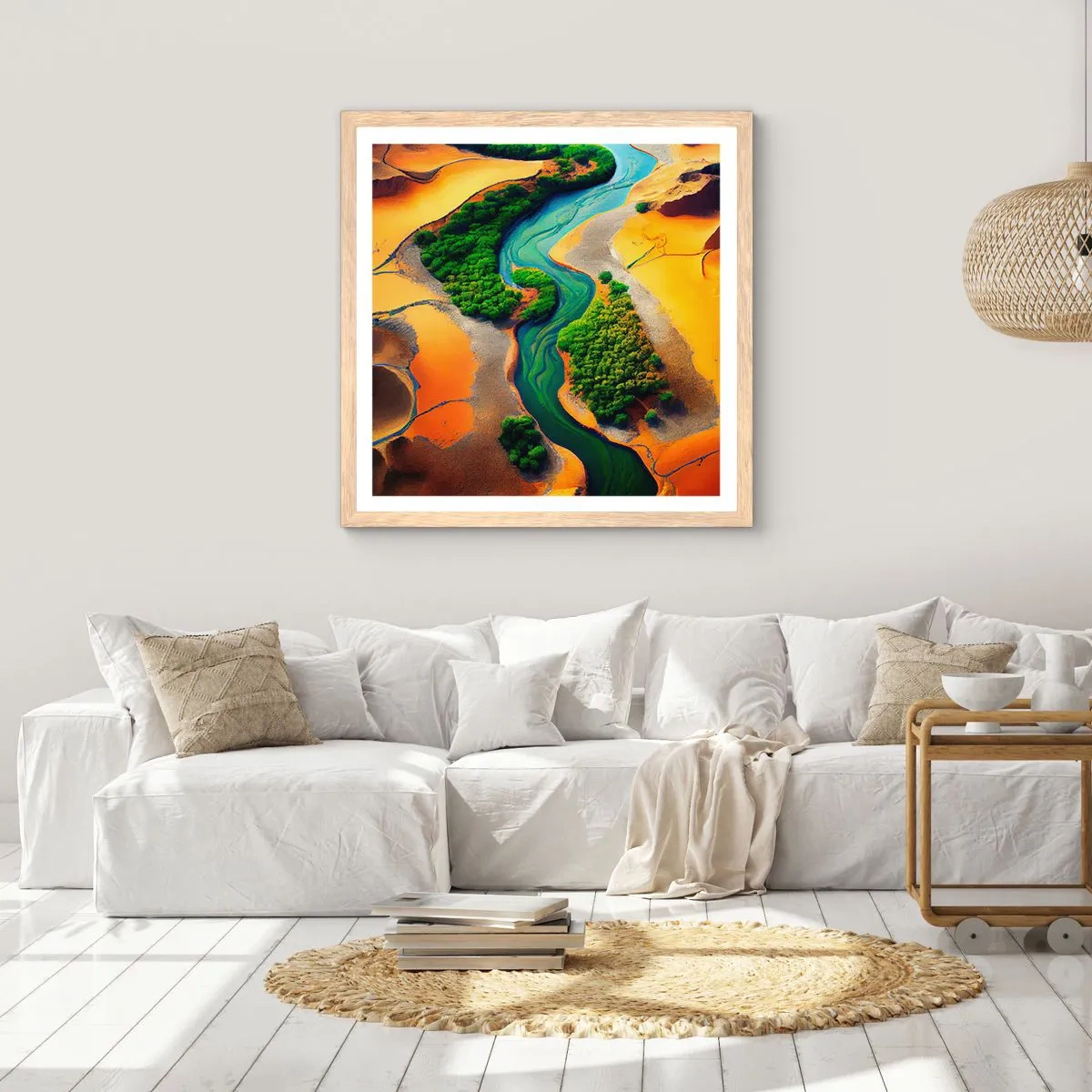 Poster in einem Rahmen aus heller Eiche - Lebensspendender Fluss - 50x50 cm