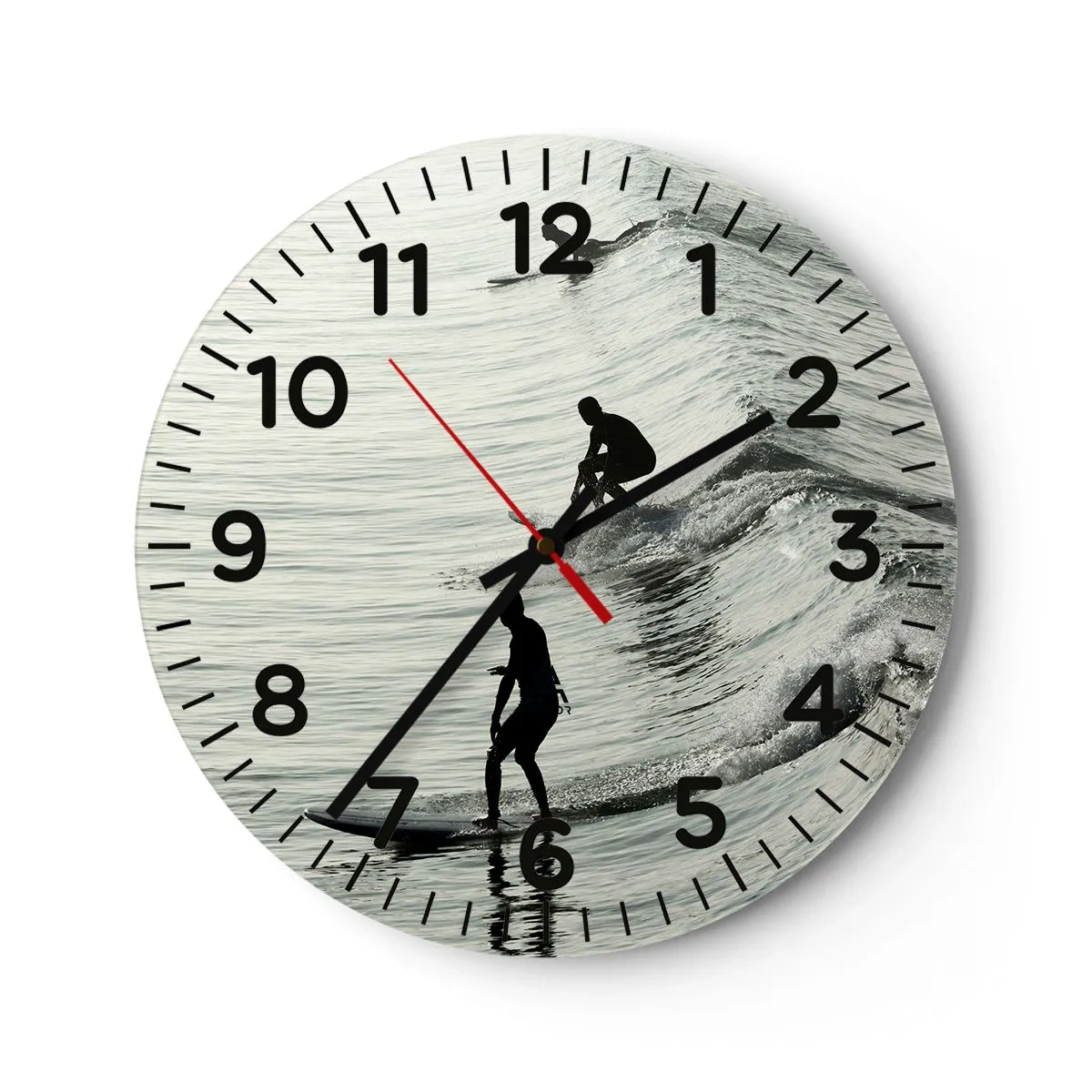 Wanduhr - Glasuhr - Gegen die Welle - 30x30 cm