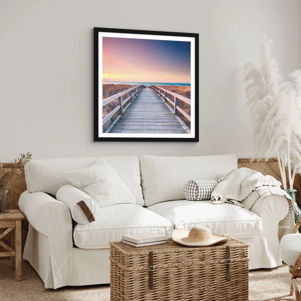 Poster in einem schwarzem Rahmen - Baltische Abend-Aurora - 30x30 cm