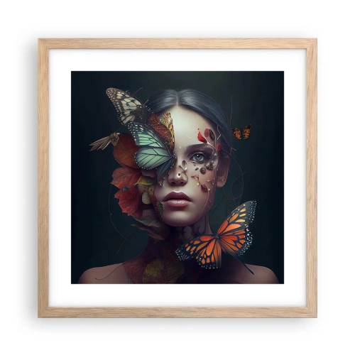 Poster in einem Rahmen aus heller Eiche - Wunderbare Metamorphose - 40x40 cm