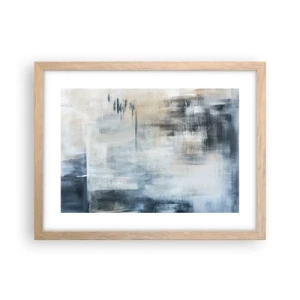 Poster in einem Rahmen aus heller Eiche - Hinter dem blauen Vorhang - 40x30 cm