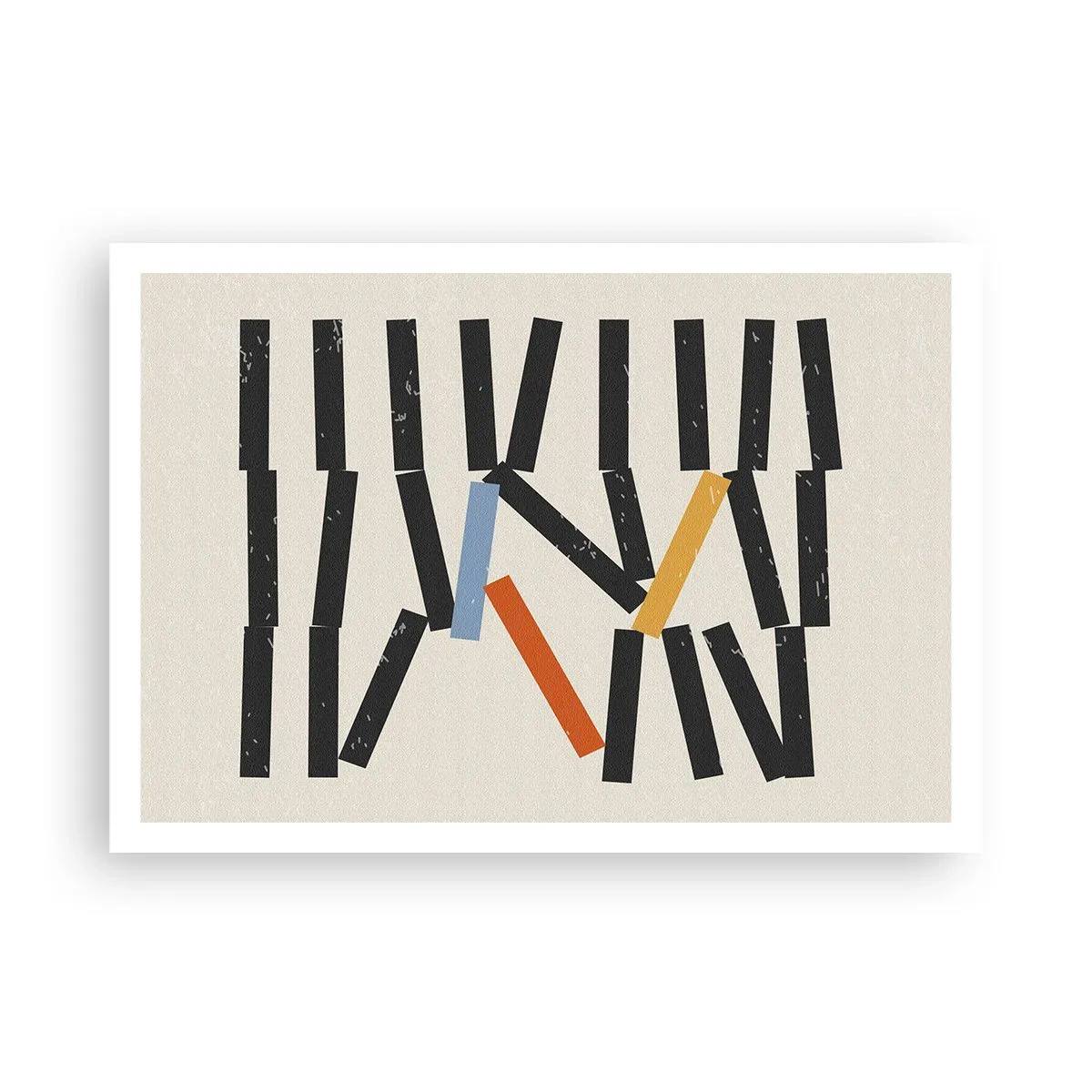 Poster - Abstrakte Komposition mit farbigen und schwarzen Rechtecken - 100x70cm - Domino – Komposition - Moderne Wanddekoration für Wohnzimmer und Schlafzimmer ARTTOR