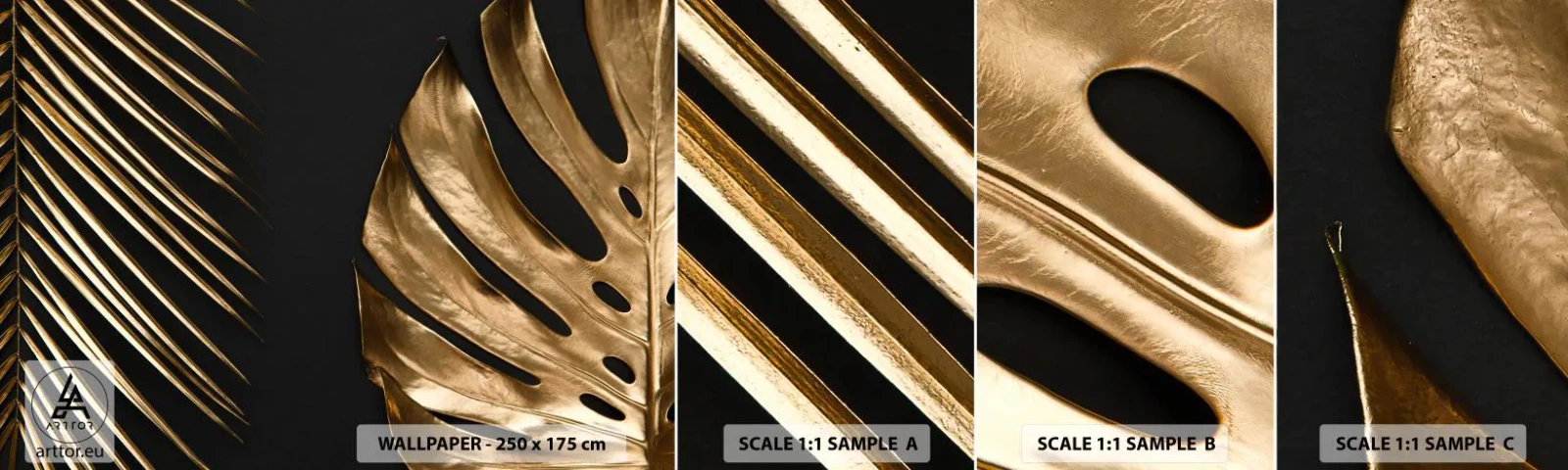 Fototapetenmuster Standard Eco - Anders und genauso teuer - Palmblatt, Monstera-Blatt, Abstraktion - 100x30 cm