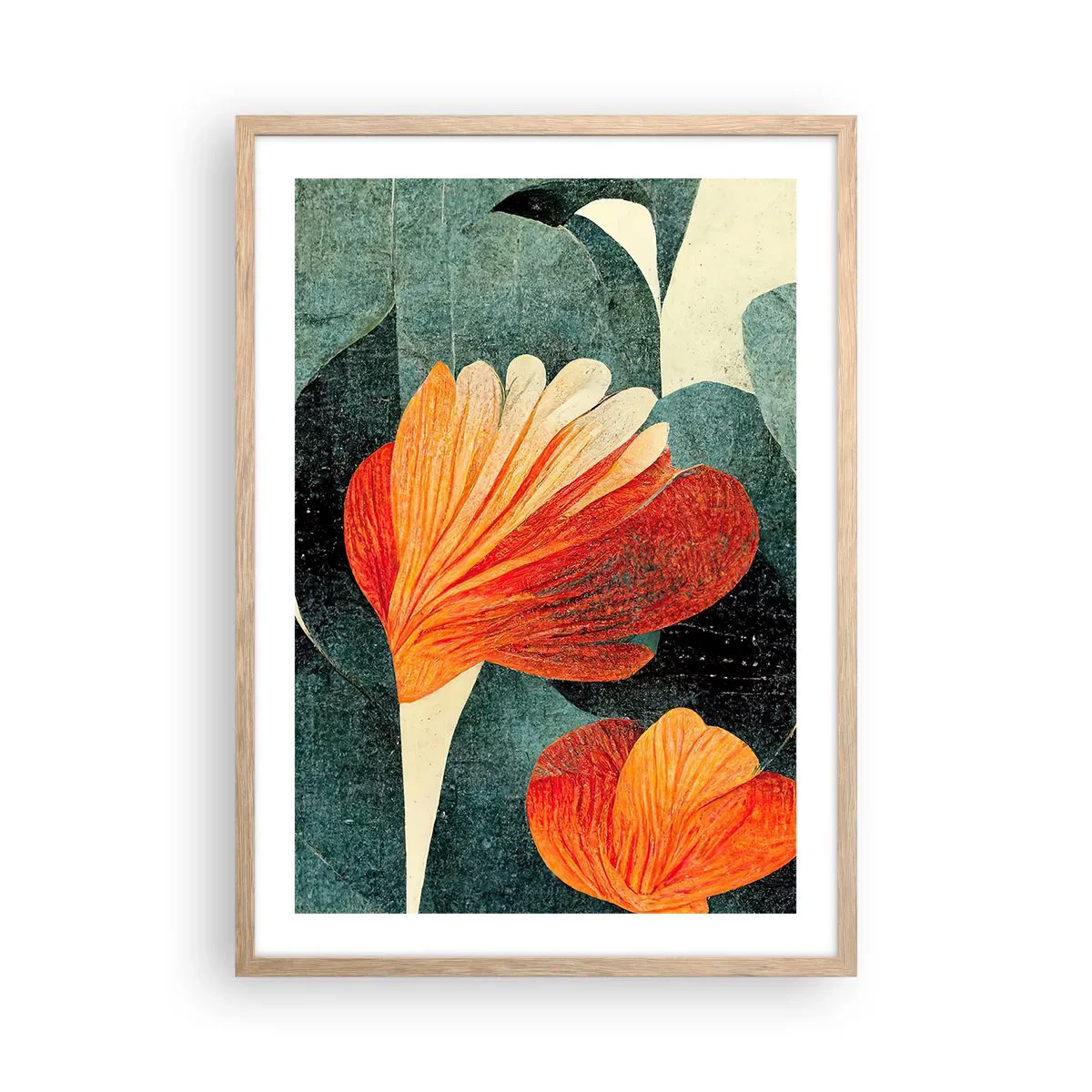 Poster in einem Rahmen aus heller Eiche - Hitze der Tropen und Kühle des Grüns - 50x70 cm