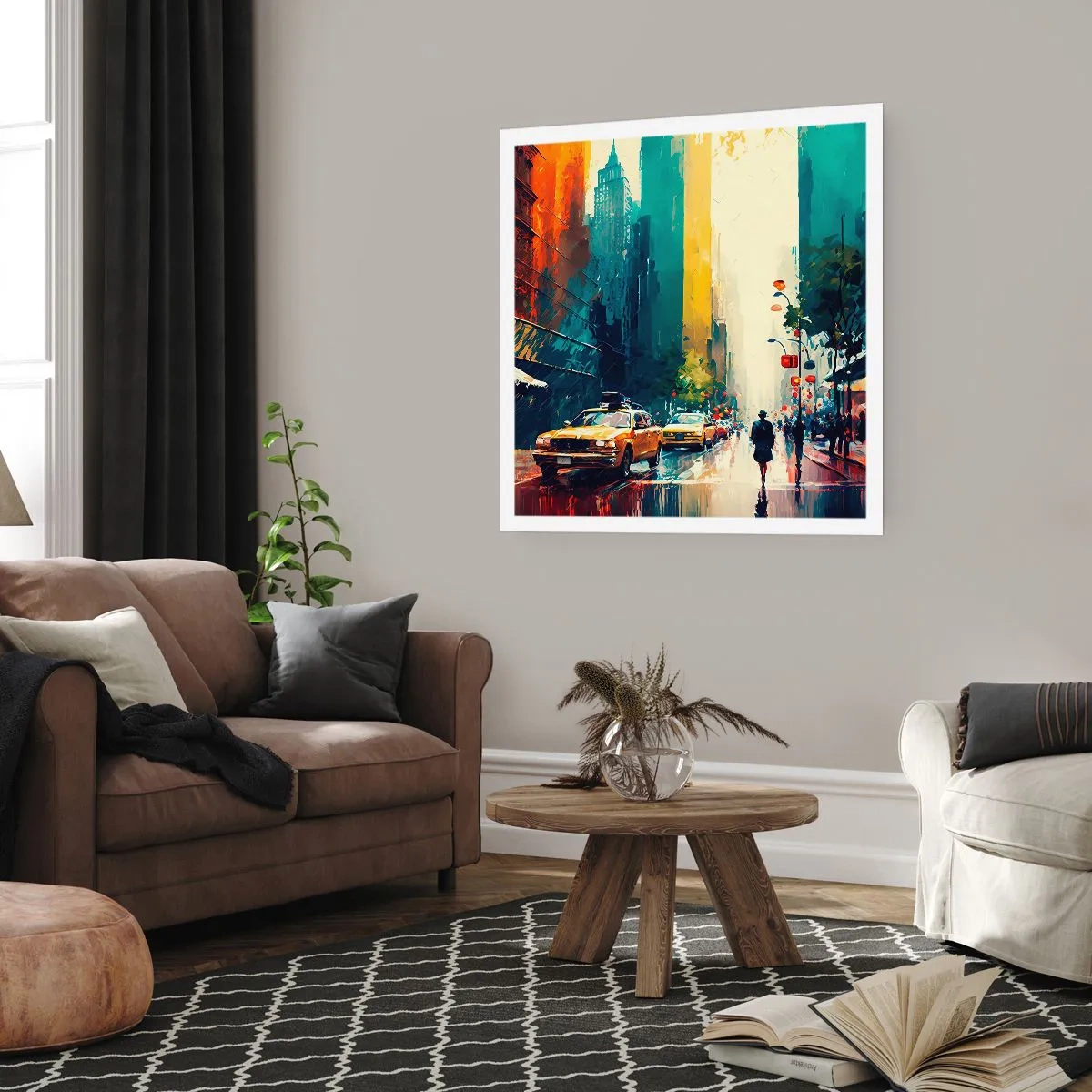 Poster - New York – selbst der Regen ist hier bunt - 40x40 cm