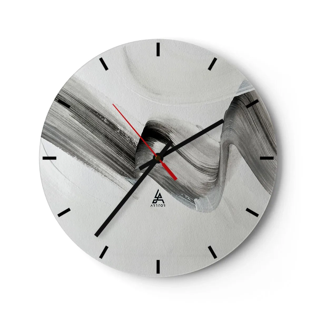 Wanduhr - Glasuhr - Grauer abstrakter Pinselstrich auf hellem Hintergrund - 30x30cm - Lässig zum Spaß - Moderne Wanddekoration für Wohnzimmer, Küche und Schlafzimmer ARTTOR