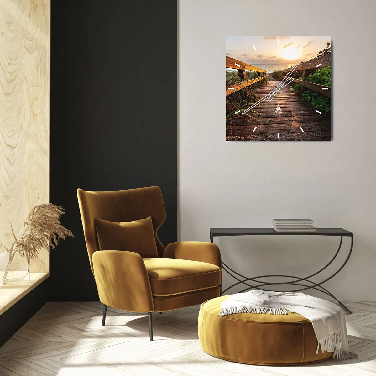 Wanduhr - Glasuhr - Und direkt ans Ufer - 40x40 cm