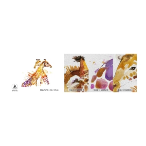 Fototapeten Muster Premium Sand - Ist es Freundschaft oder ist es Baby? - Tiere, Giraffe, Grafik - 100x30 cm