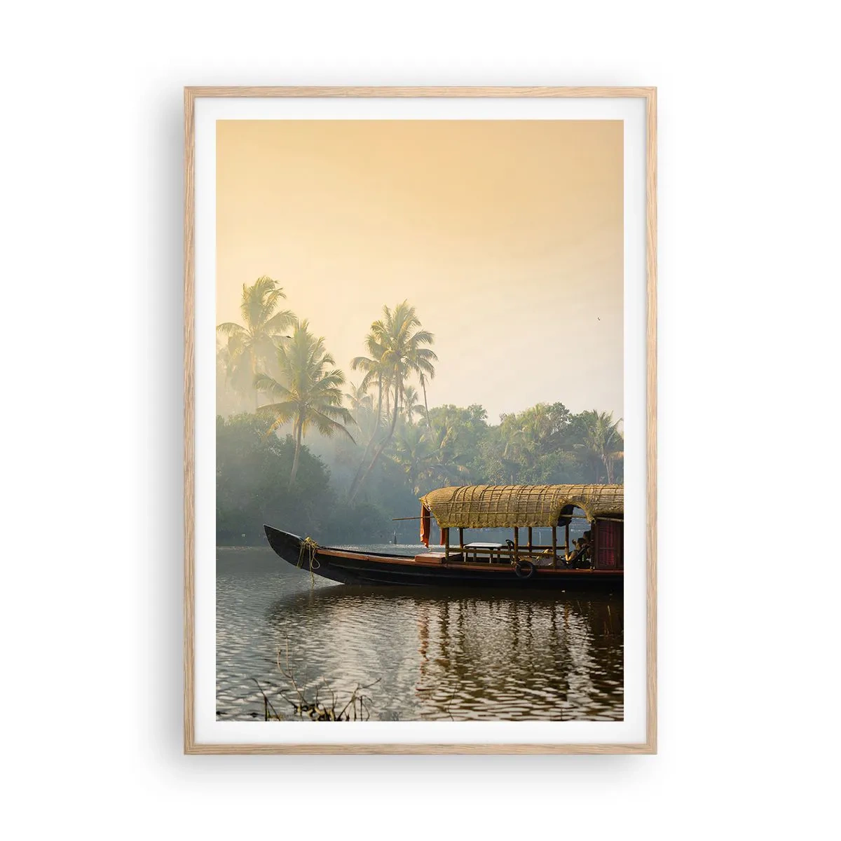 Poster in einem Rahmen aus heller Eiche - Haus am Fluss - 70x100 cm