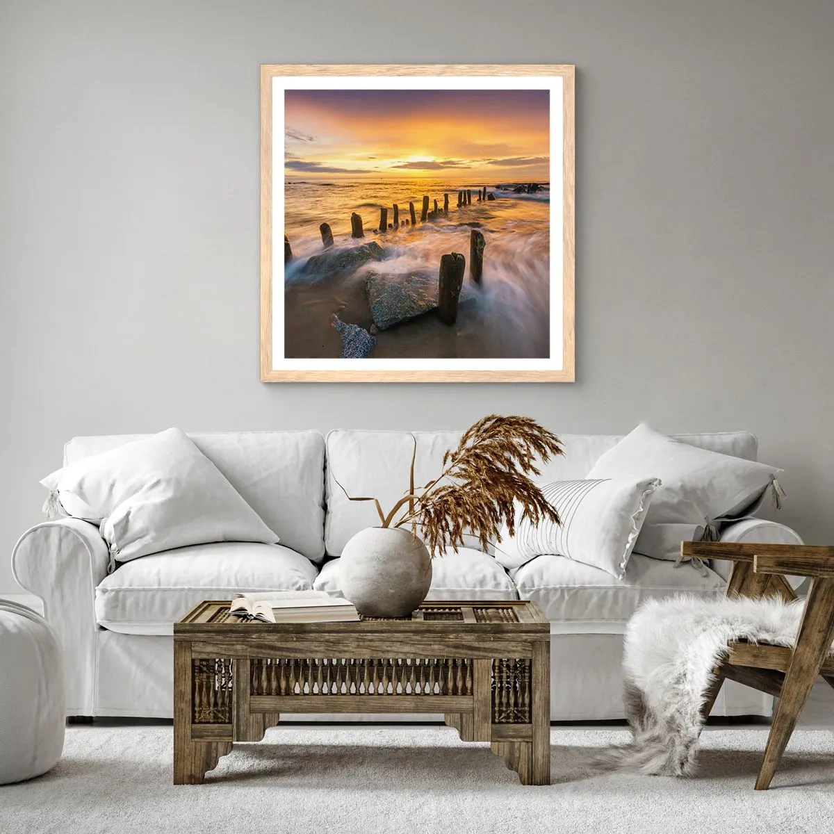 Poster in einem Rahmen aus heller Eiche - Die raue Schönheit der Ostsee - 30x30 cm