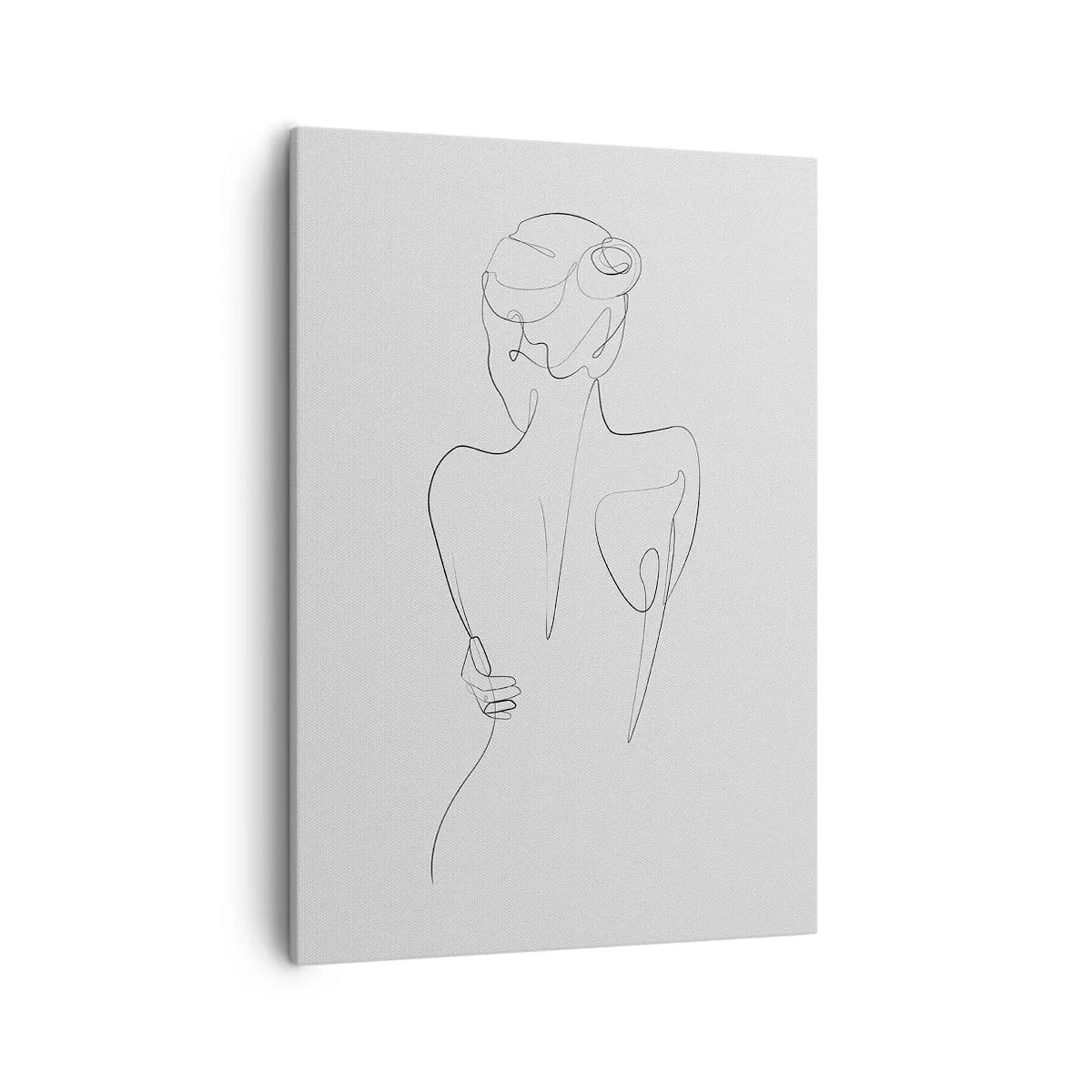 Bild auf Leinwand - Leinwandbild - Eine Konturlinie, die eine weibliche Silhouette vor einem hellen Hintergrund zeigt - 50x70cm - Körpermusik - Moderne Wanddekoration für Wohnzimmer und Schlafzimmer ARTTOR