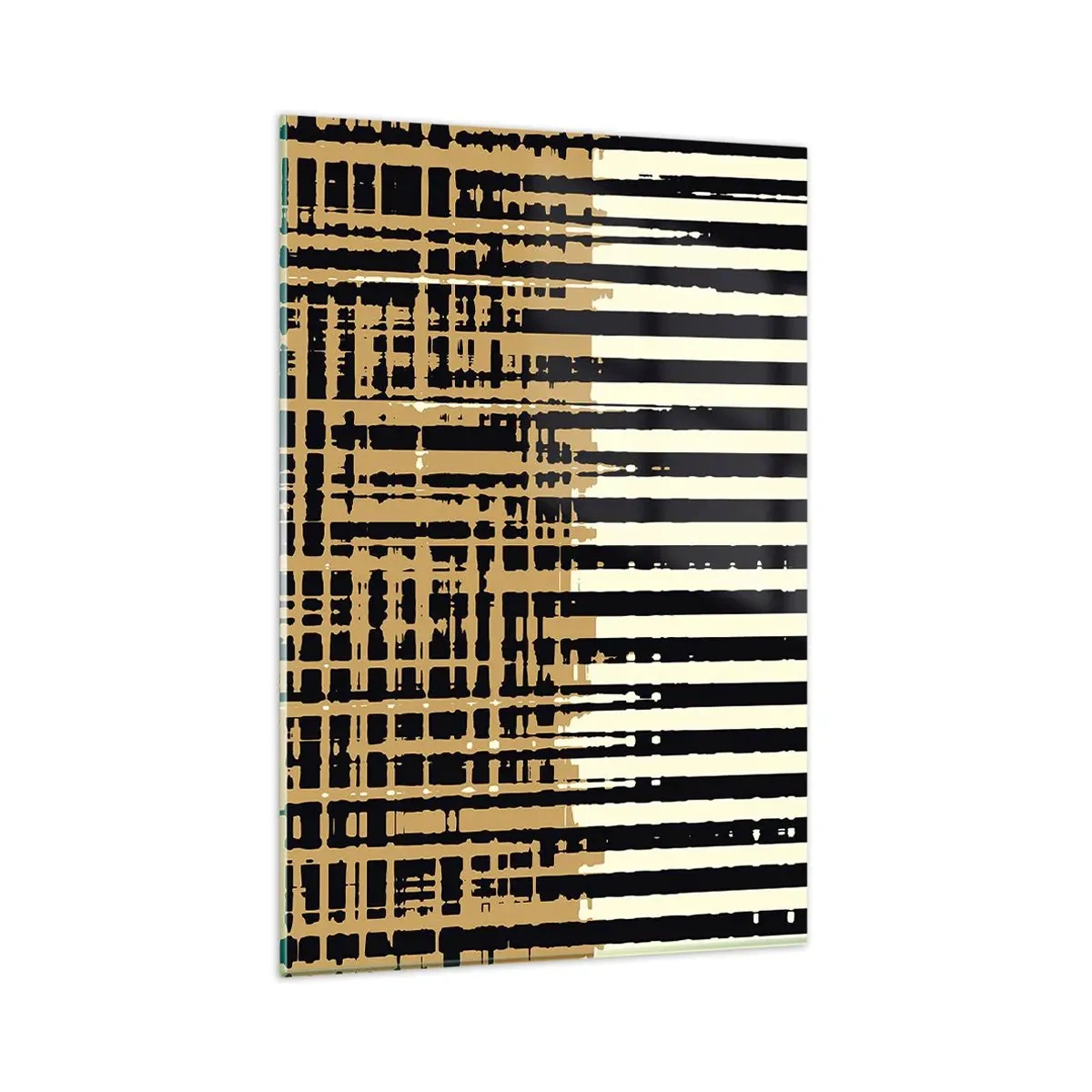Glasbild - Bild auf glas - Abstrakte Linien in Schwarz, Beige und Weiß - 80x120cm - Architektonische Abstraktion - Moderne Wanddekoration für Wohnzimmer und Schlafzimmer ARTTOR