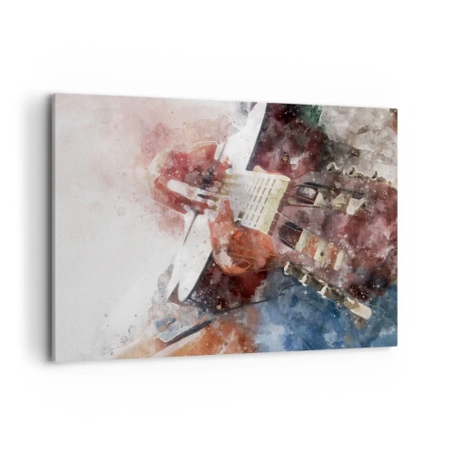 Bild auf Leinwand - Leinwandbild - Eine künstlerische Interpretation einer Gitarre im Aquarellstil - 100x70cm - Und was halten Sie davon? - Moderne Wanddekoration für Wohnzimmer und Schlafzimmer ARTTOR